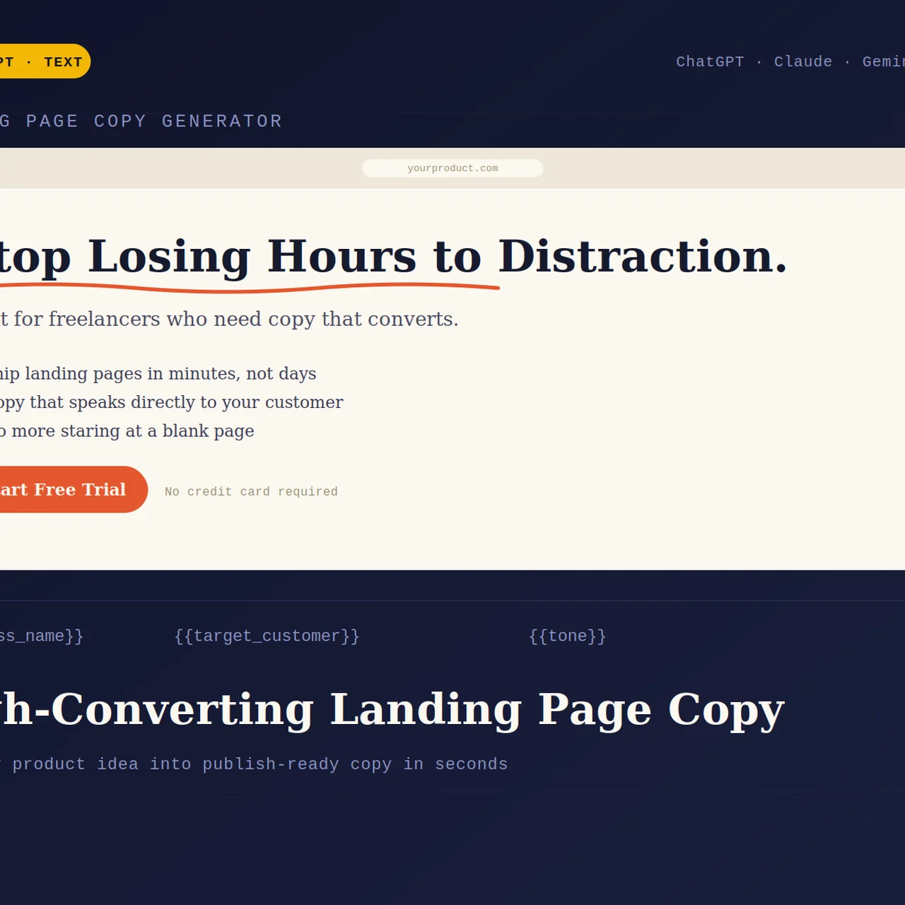 High-Converting Landing Page Copy Generator